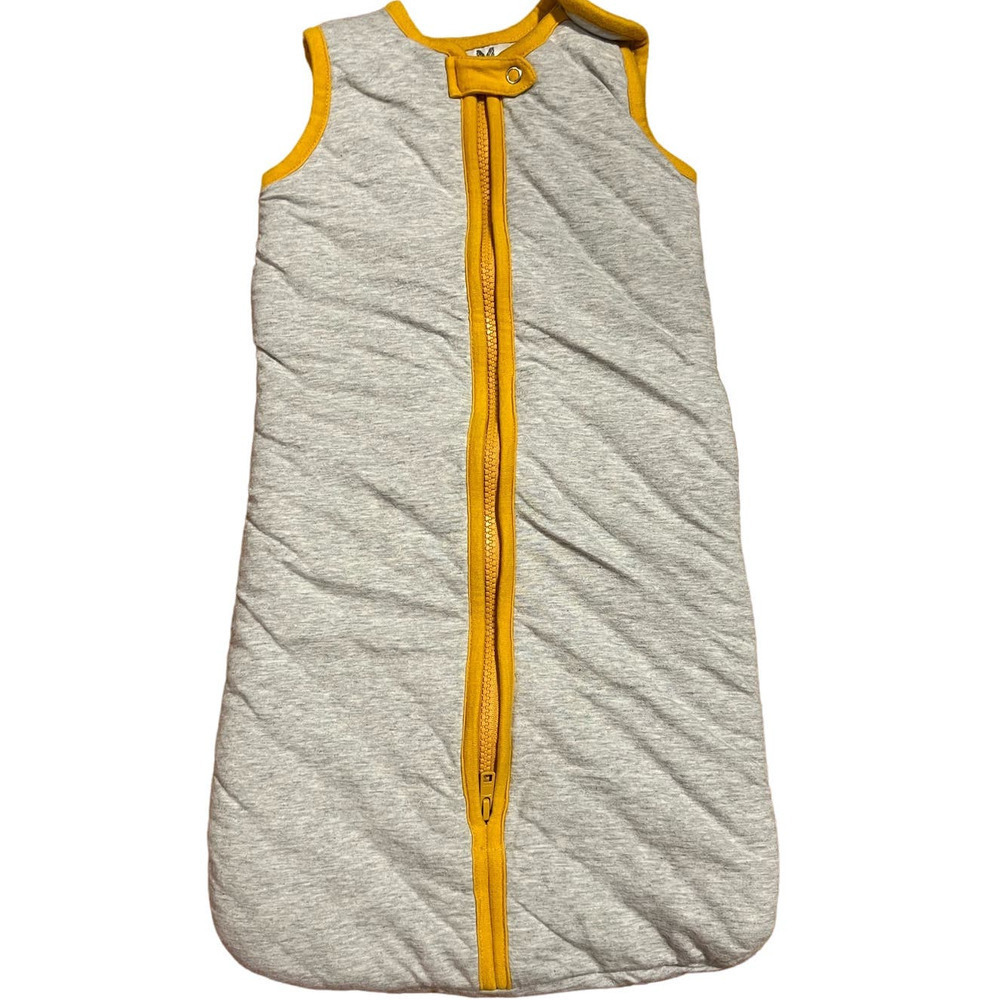 Malabar Baby Sleep Sack Gray and Yellow Organic Cotton Size Small 0-6 Months